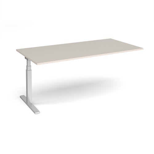 Elev8 Touch boardroom table add on unit 2000mm x 1000mm - silver frame, light grey top
