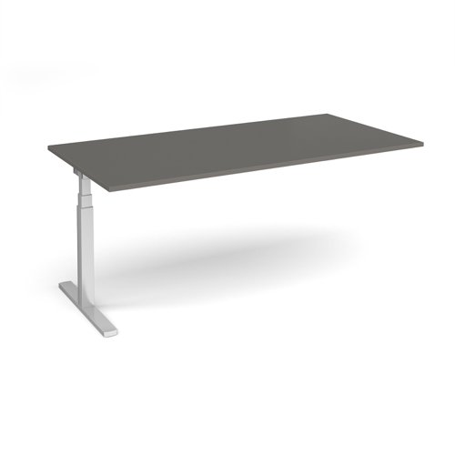 Elev8 Touch boardroom table add on unit 2000mm x 1000mm - silver frame, onyx grey top