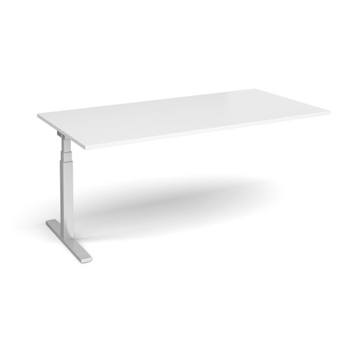 Elev8 Touch boardroom table add on unit 2000mm x 1000mm - silver frame, white top