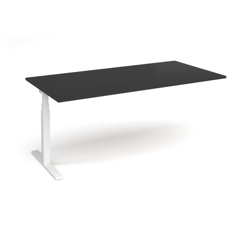 Elev8 Touch boardroom table add on unit 2000mm x 1000mm - white frame, black top