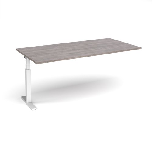 Elev8 Touch boardroom table add on unit 2000mm x 1000mm - white frame, grey oak top