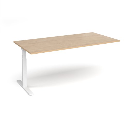 Elev8 Touch boardroom table add on unit 2000mm x 1000mm - white frame, kendal oak top