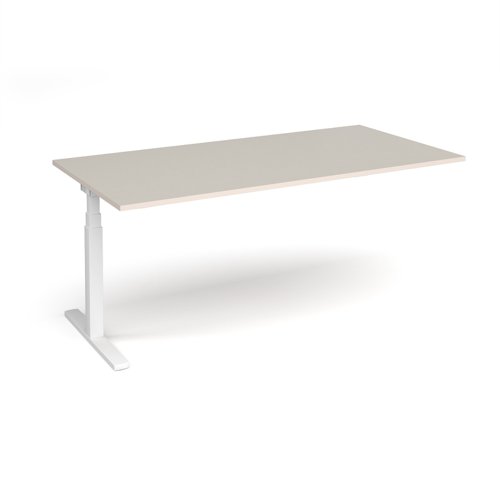 Elev8 Touch boardroom table add on unit 2000mm x 1000mm - white frame, light grey top