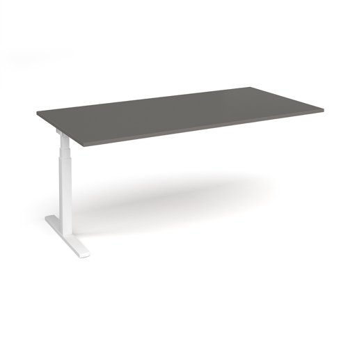 Elev8 Touch boardroom table add on unit 2000mm x 1000mm - white frame, onyx grey top