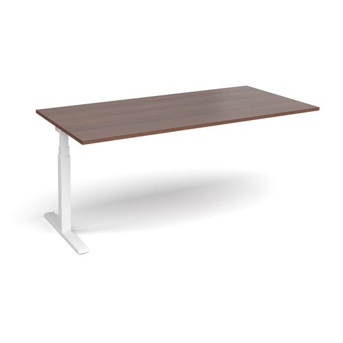 Elev8 Touch boardroom table add on unit 2000mm x 1000mm - white frame, walnut top | EVTBT20-AB-WH-W | Dams International