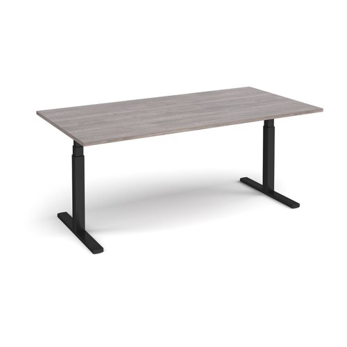 Elev8 Touch boardroom table 2000mm x 1000mm - black frame, grey oak top | EVTBT20-K-GO | Dams International