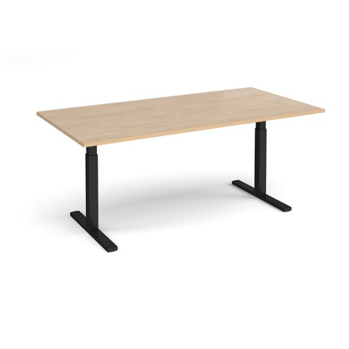 Elev8 Touch boardroom table 2000mm x 1000mm - black frame, Kendal oak top