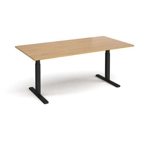 Elev8 Touch boardroom table 2000mm x 1000mm - black frame, oak top EVTBT20-K-O Buy online at Office 5Star or contact us Tel 01594 810081 for assistance