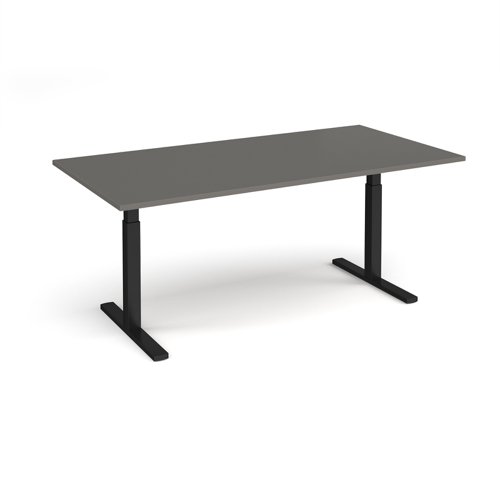 Elev8 Touch boardroom table 2000mm x 1000mm - black frame, onyx grey top