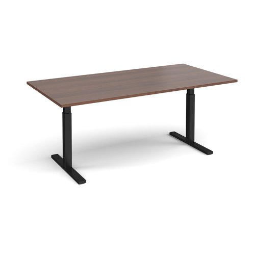 Elev8 Touch boardroom table 2000mm x 1000mm - black frame, walnut top (Made-to-order 4 - 6 week lead time)