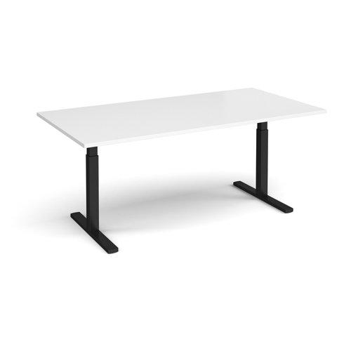 Elev8 Touch boardroom table 2000mm x 1000mm - black frame, white top EVTBT20-K-WH Buy online at Office 5Star or contact us Tel 01594 810081 for assistance