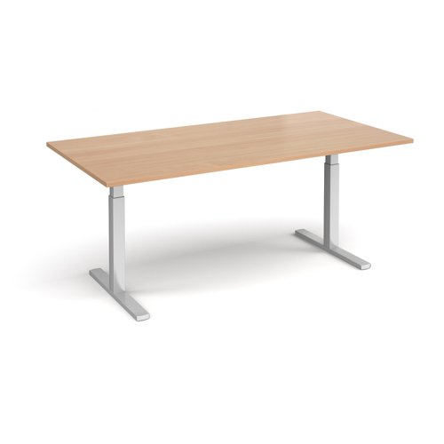 Elev8 Touch Boardroom Table 2000mm X 1000mm Silver Frame Beech Top