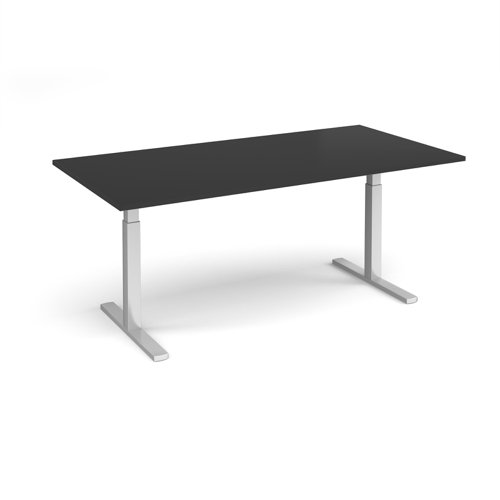 Elev8 Touch boardroom table 2000mm x 1000mm - silver frame, black top