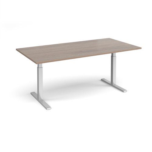 Elev8 Touch boardroom table 2000mm x 1000mm - silver frame, Barcelona walnut top