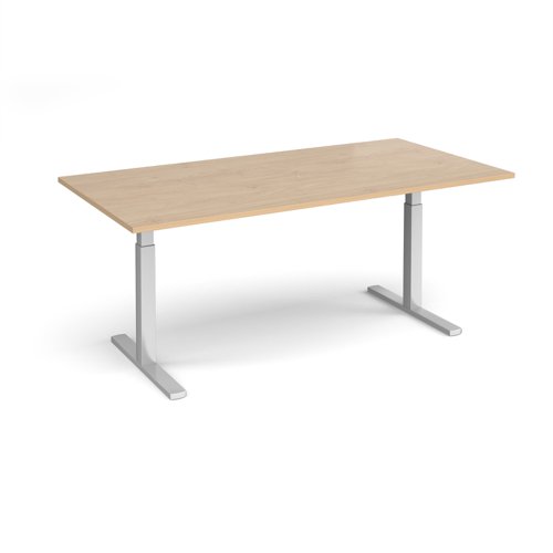 Elev8 Touch boardroom table 2000mm x 1000mm - silver frame, Kendal oak top