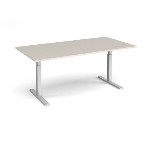 Elev8 Touch boardroom table 2000mm x 1000mm - silver frame, light grey top