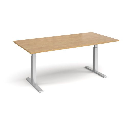 Elev8 Touch Boardroom Table 2000mm X 1000mm Silver Frame Oak Top