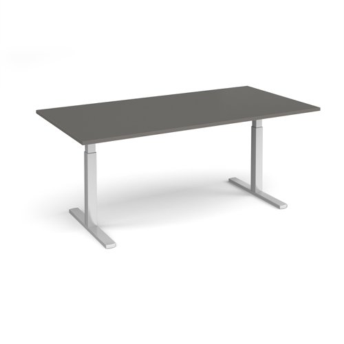 Elev8 Touch boardroom table 2000mm x 1000mm - silver frame, onyx grey top