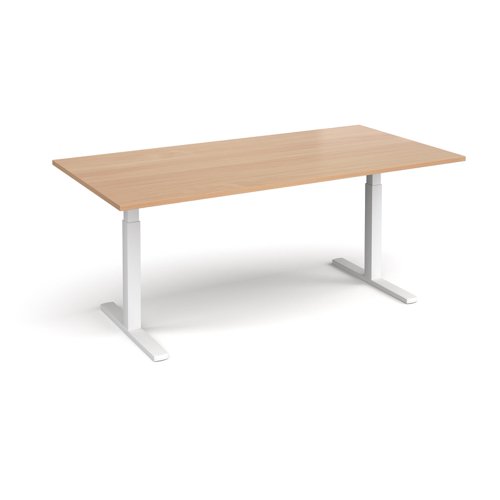 EVTBT20-WH-B Elev8 Touch boardroom table 2000mm x 1000mm - white frame, beech top