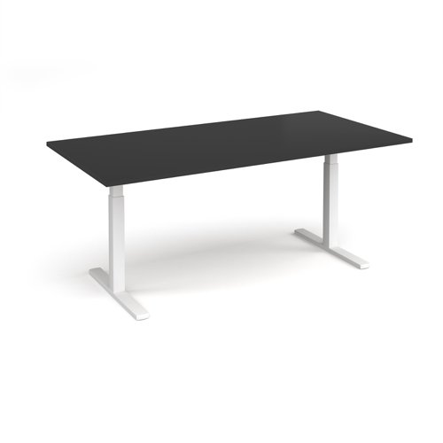 Elev8 Touch boardroom table 2000mm x 1000mm - white frame, black top