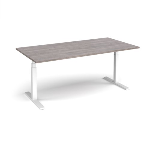 Elev8 Touch boardroom table 2000mm x 1000mm - white frame, grey oak top | EVTBT20-WH-GO | Dams International