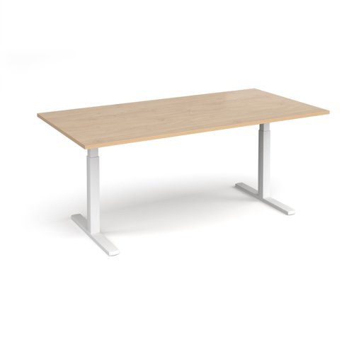 Elev8 Touch boardroom table 2000mm x 1000mm - white frame, Kendal oak top