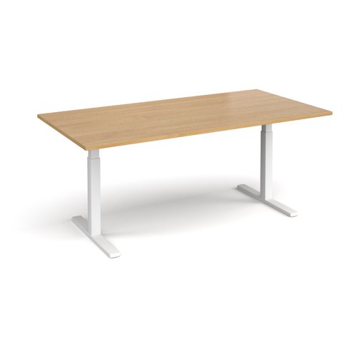 Elev8 Touch boardroom table 2000mm x 1000mm - white frame, oak top Boardroom Tables EVTBT20-WH-O