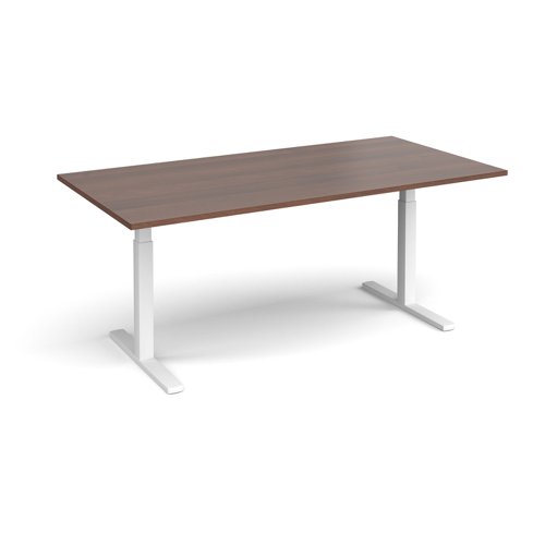 Elev8 Touch boardroom table 2000mm x 1000mm - white frame, walnut top (Made-to-order 4 - 6 week lead time)