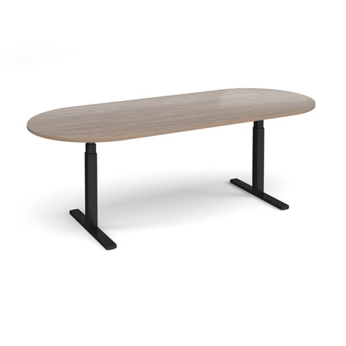 Elev8 Touch radial end boardroom table 2400mm x 1000mm - black frame, Barcelona walnut top