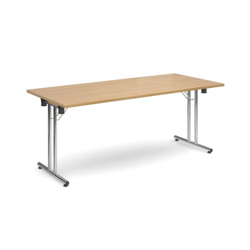 Rectangular Folding Leg Table 1800x800mm Chrome Legs/Oak Top SFL1800-C-O