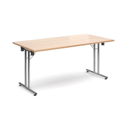Rectangular Folding Leg Table 1600x800mm Chrome Legs/Beech Top SFL1600-C-B