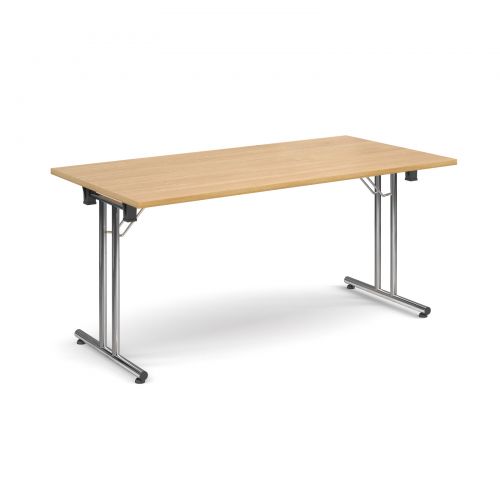 Rectangular Folding Leg Table 1600x800mm Chrome Legs/Oak Top SFL1600-C-O