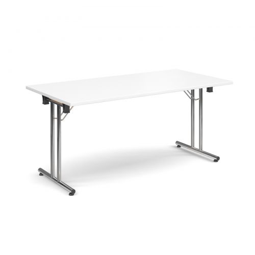 Rectangular Folding Leg Table 1600x800mm Chrome Legs/White Top SFL1600-C-WH