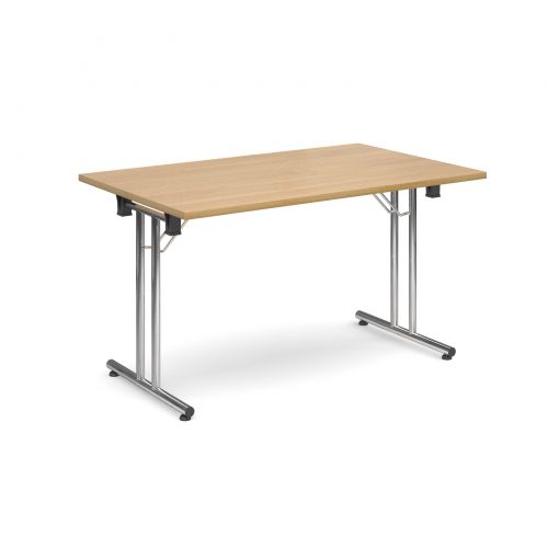 Rectangular Folding Leg Table 1400x800mm Chrome Legs/Oak Top SFL1400-C-O