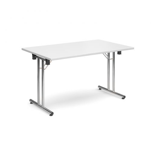 Rectangular Folding Leg Table 1400x800mm Chrome Legs/White Top SFL1400-C-WH