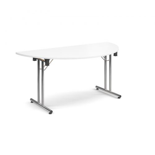 Semi-Circular Folding Leg Table 1600x800mm Chrome Legs/White Top SFL1600S-C-WH