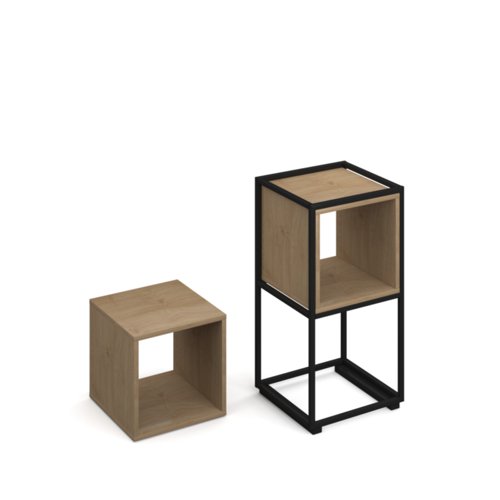 FL-CB1-KO Flux modular storage single wooden cubby unit - kendal oak