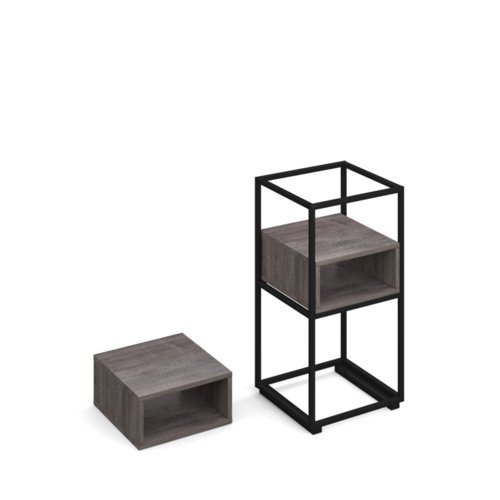 FL-CS1-GO Flux modular storage single wooden cubby shelf - grey oak