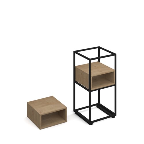 Flux modular storage single wooden cubby shelf - kendal oak
