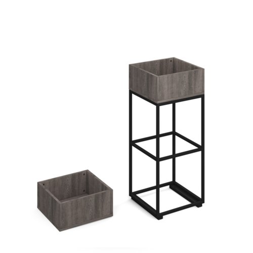 Flux modular storage single wooden planter box - grey oak