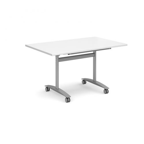Deluxe Fliptop Table Rectangle 1400x800mm Silver Frame/White Top DFLP14-S-WH