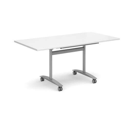 Deluxe Fliptop Table Rectangle 1600x800mm Silver Frame/White Top DFLP16-S-WH