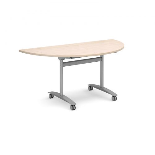 Semi circular fliptop meeting table 1600mm x 800mm - maple