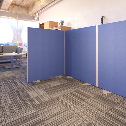 Floor standing fabric screen 1800mm high x 1600mm wide - blue