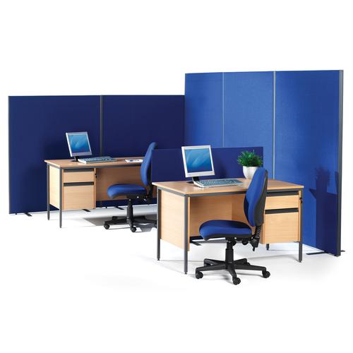 Free standing floor screens are available in three different sizes and are used to break up the appearance and divide the space without losing any of the benefits of the open plan layout. Fabric wrapped floor screens also provide the operators with an element of seclusion and privacy and can be joined together with the linking strips for connecting 2 screens or 4 screens together.