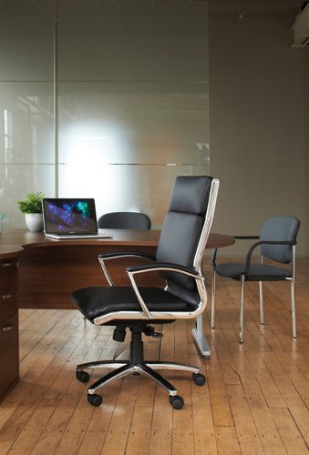 Florence high back executive chair - black leather faced | FLO300T1 | Dams International