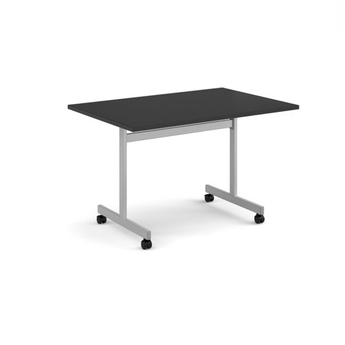 Rectangular flip top meeting table with silver frame 1200mm x 800mm - Black