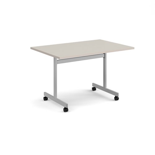 Rectangular flip top meeting table with silver frame 1200mm x 800mm - Light Grey