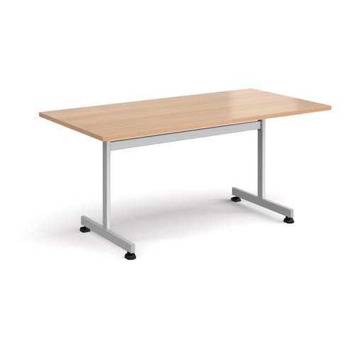 Rectangular fliptop meeting table with silver frame 1600mm x 800mm - beech