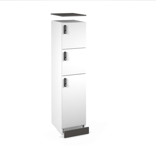 Flux top and plinth finishing panels for single locker units 400mm wide - onyx grey